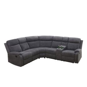 Pickup Only--Dark Grey Stripe Fabric Living Room Recliner Intelligent 3-Piece Sofa Set
