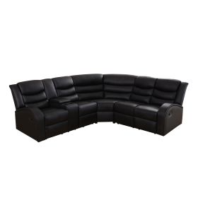 Pickup Only--Black Semi PU Breathable Leather Living Room Recliner Intelligent 3-Piece Sofa Set