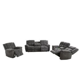 Dark Grey Stripe Fabric Living Room Intelligent Recliner 3-Piece Sofa Set