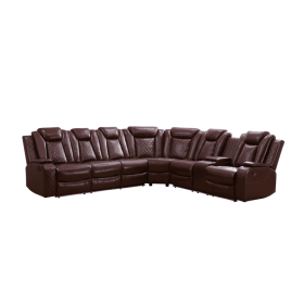 Pickup Only-Red Breathing Leather 3-Piece Living Room Recliner Sofa Set