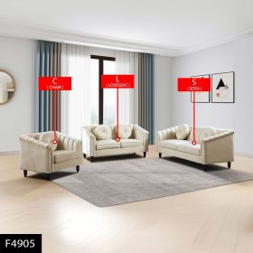 Pickup Only--White Microfiber 3-Piece Couch Living Room Sofa Set