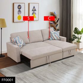 Pickup Only-Grey Fluffy Fabric 2-Piece Couch Living Room Sofabed