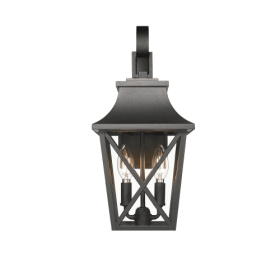Black Outdoor Wall Light 2 Lights, Large Outdoor Modern Wall Light Fixtures, Industrial Porch Light Wall Mounted With Glass, Waterproof Farmhouse Ext