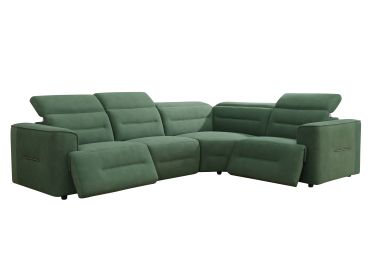 Pickup Only-Green Flannel 4-Piece Living Room Recliner Sofa Set