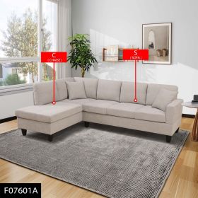 Self-pickup Only--Off-White Short Fur Fluffy Fabric 2-Piece Left Side L-Shaped Living Room Sofa Set