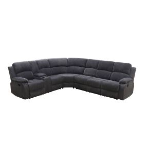 Pickup Only-Dark Gray Corduroy Living Room 3-Piece Intelligent Recliner Sofa Set