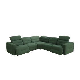 Pickup Only-Green Flannel 5-Piece Living Room Recliner Sofa Set
