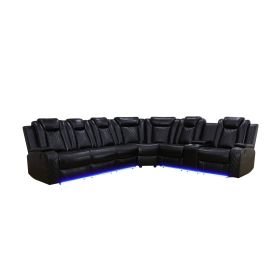 Pickup Only-Black Breathing Leather 3-Piece Living Room Recliner Sofa