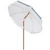 Patio Shade: 7x7 ft, Stylish Blue Umbrella with Tilt and Vent, Fringed Ruffles for Enhanced Outdoor Decor|