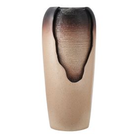 VEVOR Outdoor Water Fountain, 30.71 in Height Fountain and Waterfall, 1-Tier Floor Standing Glazed Jar Style Fountains with LED Light and Pump, for O