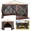 VEVOR Gazebo Screen Tent, 12 x 12 ft, 6 Sided Pop-up Camping Canopy Shelter Tent with Mesh Windows, Portable Carry Bag, Ground Stakes, Large Shade Te