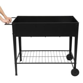Mobile Metal Raised Garden Bed Cart with Legs, Elevated Tall Planter Box with Wheels for Outdoor Indoors House Patio Backyard Vegetables Tomato DIY H