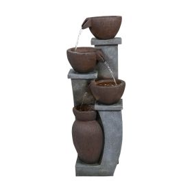 32.8" H 4-Tier Modern Outdoor Water Fountain - LED Lighted Indoor Outdoor Garden Fountains and Waterfalls for Garden, Patio, Backyard, Deck, Porch an