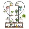 Artisasset 2pcs 6 Layers Half Heart Iron Wood Suitable For Garden Balcony Patio Lawn Home Decoration Plant Stand Flower Pot Stand Iron Flower Stand B