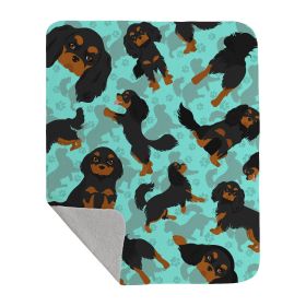 Black and Tan Cavalier King Charles Spaniel Quilted Blanket 50x60 Artwork Pattern Quilted Throw Blanket for Bed, Couch, Sofa, Soft and Lightweight