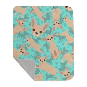 Chihuahua Quilted Blanket 50x60 Artwork Pattern Quilted Throw Blanket for Bed, Couch, Sofa, Soft and Lightweight