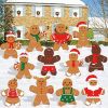 Christmas Gingerbread Yard Sign Xmas Gingerbread Man Shaped Lawn Garden Signboard Christmas Outdoor Yard Signs Decor for Holiday Pathway Patio Garden