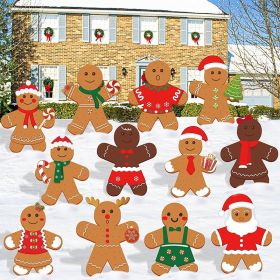Christmas Gingerbread Yard Sign Xmas Gingerbread Man Shaped Lawn Garden Signboard Christmas Outdoor Yard Signs Decor for Holiday Pathway Patio Garden