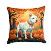 NEW White Pit Bull Terrier Fall Throw Pillow Machine Washable, Indoor Outdoor Decorative Pillow for Couch, Bed or Patio, 14Hx14W