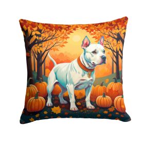 NEW White Pit Bull Terrier Fall Throw Pillow Machine Washable, Indoor Outdoor Decorative Pillow for Couch, Bed or Patio, 14Hx14W