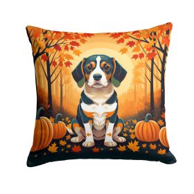 Beagle Fall Throw Pillow Machine Washable, Indoor Outdoor Decorative Pillow for Couch, Bed or Patio, 14Hx14W
