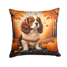 Cavalier Spaniel Fall Throw Pillow Machine Washable, Indoor Outdoor Decorative Pillow for Couch, Bed or Patio, 14Hx14W