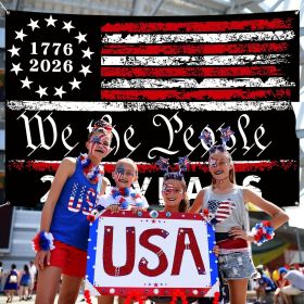 Probsin Large 250 Anniversary USA Backdrop 60" x 90" 250 Years America Flag 1776-2026 We The People Patriotic Poster Hanging Supplies Wall Decor Bull