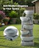 VEVOR Outdoor Water Fountain, 31.5 in Height Fountain and Waterfall, 5-Tier Floor Standing Bowl-Shaped Cascading Fountains with LED Light and Pump, f