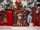 Tibetan Spaniel Christmas Throw Pillow Machine Washable, Indoor Outdoor Decorative Pillow for Couch, Bed or Patio, 14Hx14W