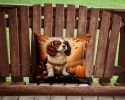 Cavalier Spaniel Fall Throw Pillow Machine Washable, Indoor Outdoor Decorative Pillow for Couch, Bed or Patio, 14Hx14W