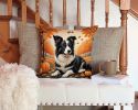Border Collie Fall Throw Pillow Machine Washable, Indoor Outdoor Decorative Pillow for Couch, Bed or Patio, 14Hx14W