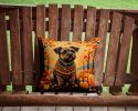 Border Terrier Fall Throw Pillow Machine Washable, Indoor Outdoor Decorative Pillow for Couch, Bed or Patio, 14Hx14W