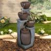 32.8" H 4-Tier Modern Outdoor Water Fountain - LED Lighted Indoor Outdoor Garden Fountains and Waterfalls for Garden, Patio, Backyard, Deck, Porch an