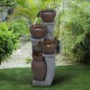 32.8" H 4-Tier Modern Outdoor Water Fountain - LED Lighted Indoor Outdoor Garden Fountains and Waterfalls for Garden, Patio, Backyard, Deck, Porch an