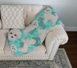 Maltese Quilted Blanket 50x60 Artwork Pattern Quilted Throw Blanket for Bed, Couch, Sofa, Soft and Lightweight