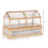 Raised Garden Bed with Greenhouse Top, Garden Wooden Cold Frame Greenhouse Flower Planter Protection, 48"x24"x32.25", Natural