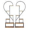 Artisasset 2pcs 6 Layers Half Heart Iron Wood Suitable For Garden Balcony Patio Lawn Home Decoration Plant Stand Flower Pot Stand Iron Flower Stand B