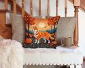 Akita Fall Throw Pillow Machine Washable, Indoor Outdoor Decorative Pillow for Couch, Bed or Patio, 14Hx14W