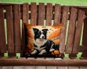 Border Collie Fall Throw Pillow Machine Washable, Indoor Outdoor Decorative Pillow for Couch, Bed or Patio, 14Hx14W