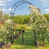 7.2FT Black Metal Garden Arbor with Arched Top Gate and Planter Boxes 16MM Tubing Iron Arch Trellis for Climbing Plants Outdoor Patio Lawn Backyard W