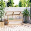 Raised Garden Bed with Greenhouse Top, Garden Wooden Cold Frame Greenhouse Flower Planter Protection, 48"x24"x32.25", Natural