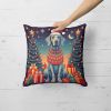 Weimaraner Christmas Throw Pillow Machine Washable, Indoor Outdoor Decorative Pillow for Couch, Bed or Patio, 14Hx14W