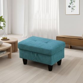 Only Self Pickup--Teal Blue Fluffy Fabric 3-Piece Living Room Sofa Set (Option: F09703  O)