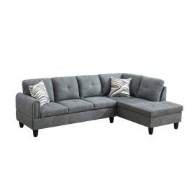 Pickup Only--Dark Grey Faux Leather 3-Piece Living Room Sofa Set (Option: F09725B2PCS  C.S)