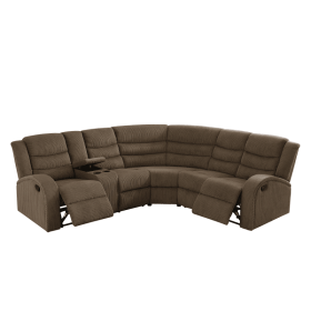 Pickup Only--Brown Stripe Fabric Living Room 3-Piece Recliner Intelligent Sofa Set (Option: GS43033PCS  W.LL.RL)