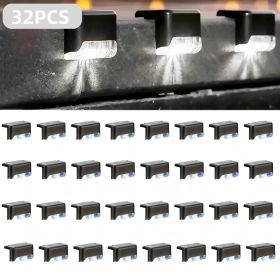 32&16 PCS Solar Deck Lights Outdoor Solar Step Lights Waterproof Led Solar Lights For Outdoor Stairs Step Fence Yard Patio And Pathway Family's Gifts (Option: White Light 32Pack)