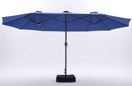 15-foot Three-head Patio Shade Umbrella, Covering An Area Of 135 Square Feet, With UV50  And Waterproof Canopy, Including Base And Sandbags (Option: Navy)