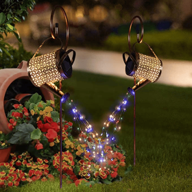 Solar Lights Outdoor Decorative, Metal Solar Watering Can Outdoor Lights IP65 Waterproof, Hanging Garden Decor Yard Lights Outside Patio Lawn, Gifts (Option: 2Pcs)