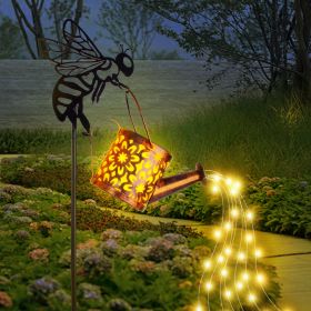 Solar Garden Lights Outdoor Decoration,Flower-shaped Lights Metal Solar Watering Can Lights Outdoor Waterproof, Small Patio Light Yard Lawn Pathway D (Option: 1pcs)