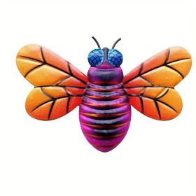 1pc/4pcs, Metal Colorful Bee Wall Decor, Bee Metal Wall Decor, Bee Metal Wall Art, Wall Decor, Metal Home Decor Wall Sculpture, Outside Decor, Outdoo (Style: Orange)